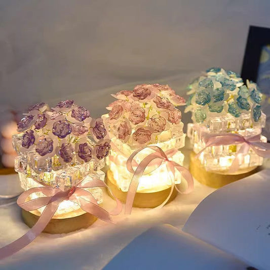 🌹 Handmade DIY Rose Ice Cube Night Light – Create Your Own Dreamy Glow! ✨